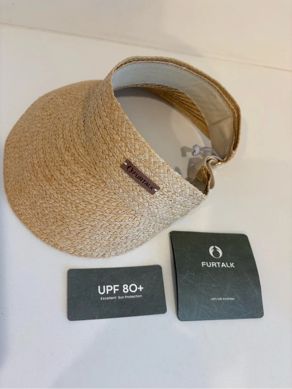 Women’s Woven Straw Visor - Adjustable, Natural Color